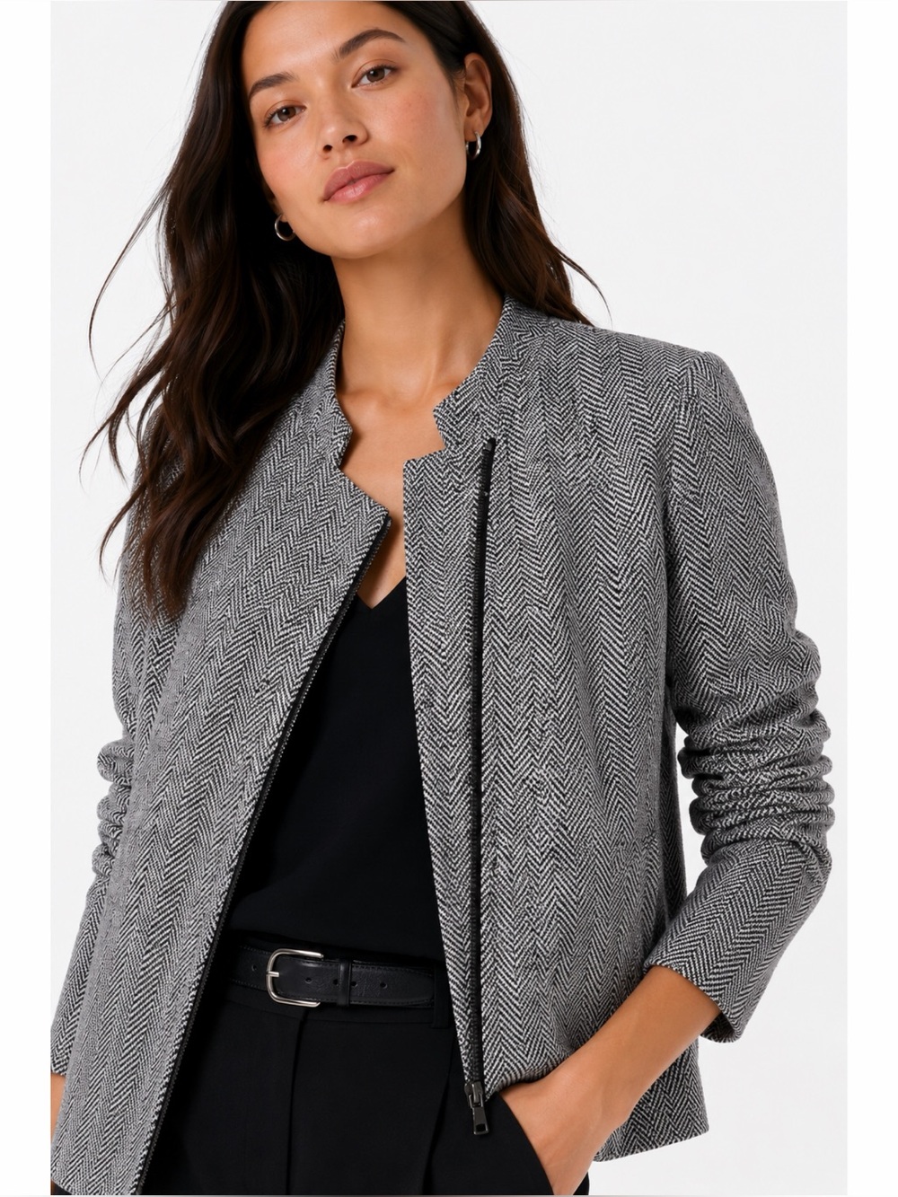 NWT Loft Asymmetric Zip Tweed Blazer